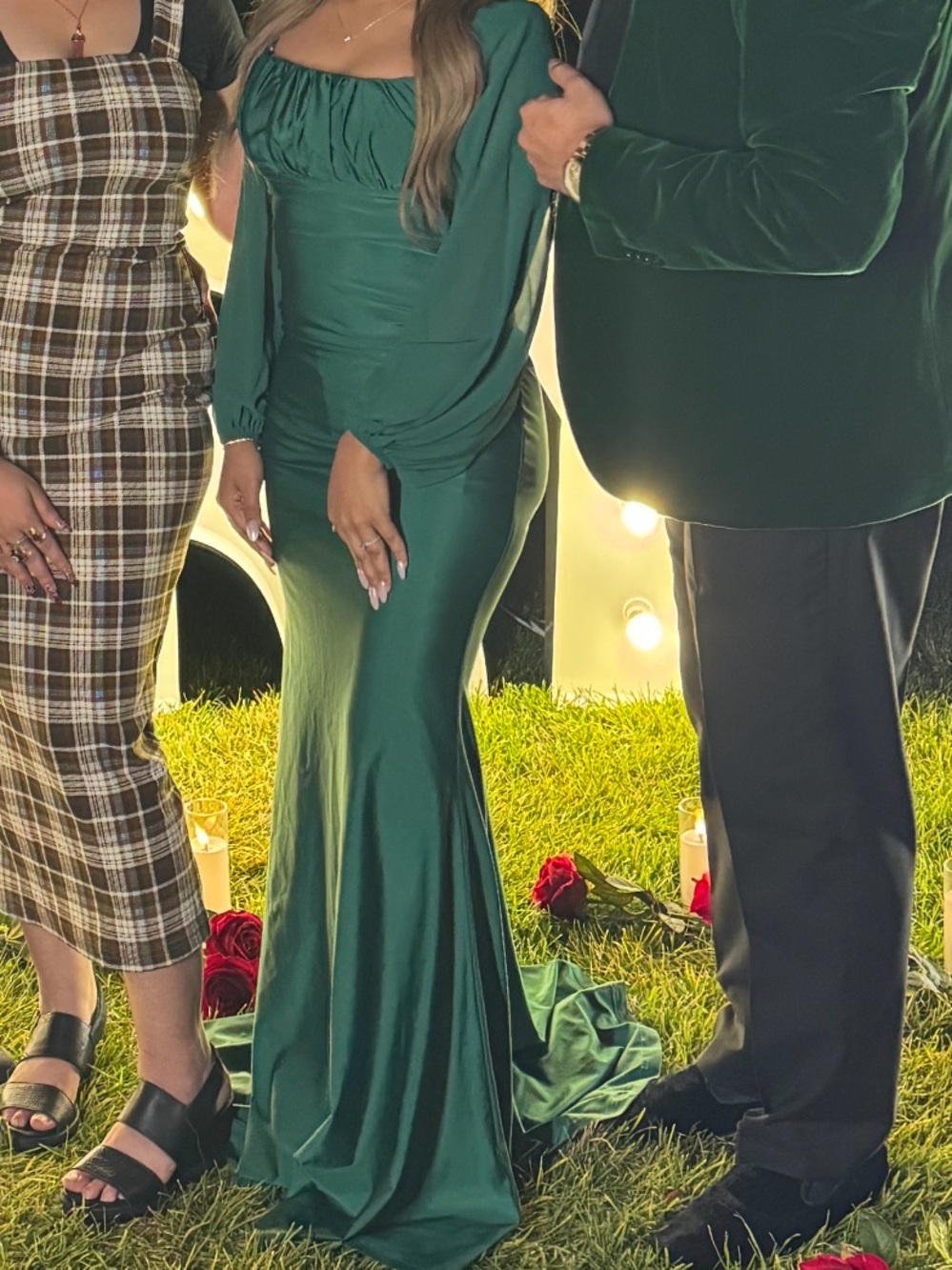 Emerald Green dress with tail in the back